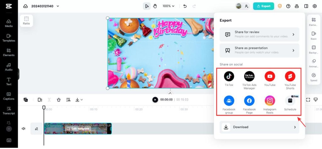 Export and Share