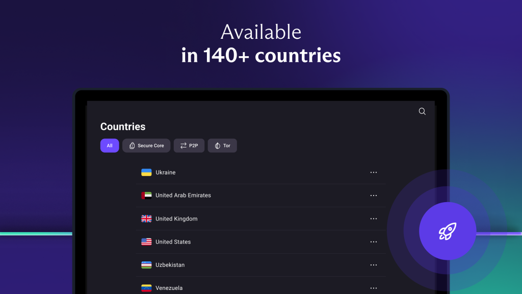 proton vpn available in 140+ countries