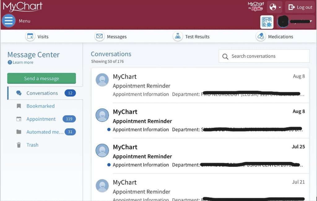 secure patient provider messaging interface used for asynchronous care coordination