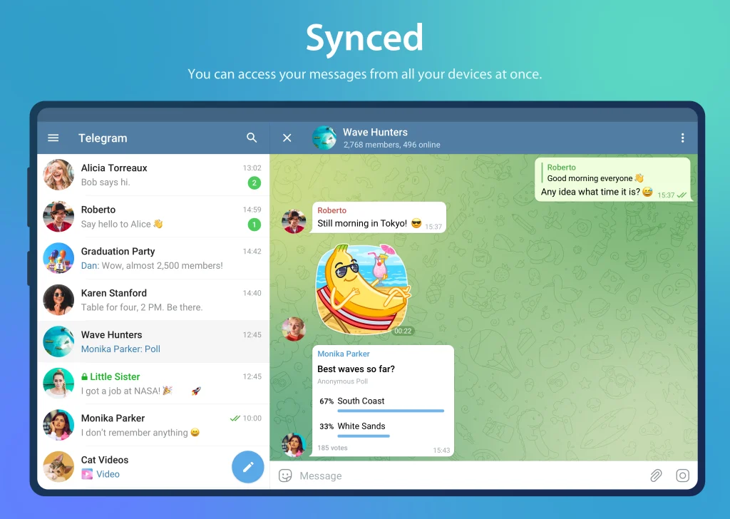 telegram synced